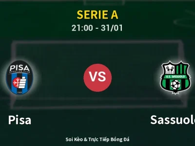 🔴 Trực Tiếp: Pisa 0-1 Sassuolo – Link Xem Serie A (Full HD)