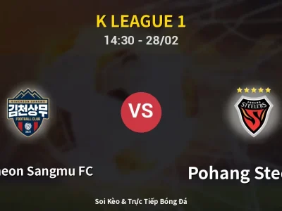 🔴 Trực Tiếp: Gimcheon Sangmu FC 1-1 Pohang Steelers – Link Xem K League 1 (Full HD)