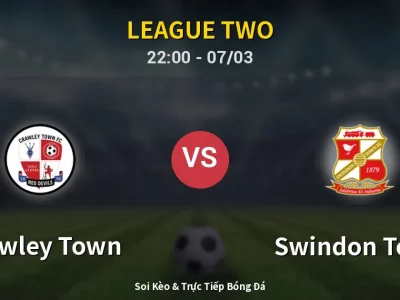 Soi Kèo Crawley Town vs Swindon Town – 22:00 07/03 | Nhận Định, Dự Đoán Tỷ Số