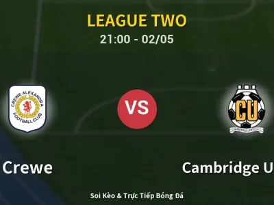 Soi Kèo Crewe vs Cambridge United – 21:00 02/05 | Nhận Định, Dự Đoán Tỷ Số
