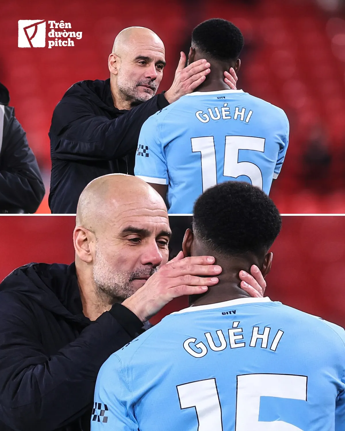 Nụ hôn chiến thắng của Pep Guardiola cho Guehi 1